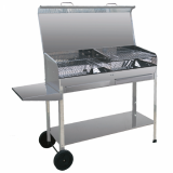 Barbecue à charbon en acier Achille Big INOX - 2 grilles de 47.5x38 cm