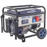 BullMach AMBRA 6500-3 - Generador de corriente a gasolina con ruedas y AVR 5.5 kW - Continua 5 kW Trifásica