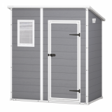 Keter Manor Pent gris - Caseta de jardín - Con ventana delantera - 183.5x111x200.5 cm