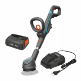 Gardena AquaBrush Compact 02/18V - Limpiador de suelos de batería - con starter kit 18V - 2.5Ah