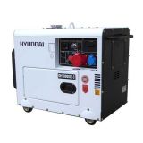 Hyundai DHY8000SE3 - Generatore di corrente diesel silenziato carrellato con AVR 6.3 kW - Continua 6 kW Trifase