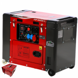 GeoTech Pro DGP8000SE-3 - Generador de corriente diésel silencioso silencioso con ruedas y AVR 6 kW - Continua 5.5 kW Trifásica + ATS