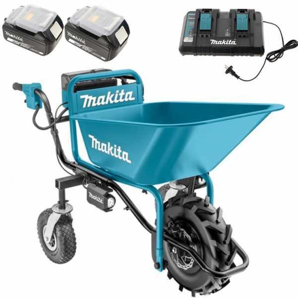 Makita DCU180 - Carriola elettrica con ruote con vasca - 2 batterie 18V 5Ah