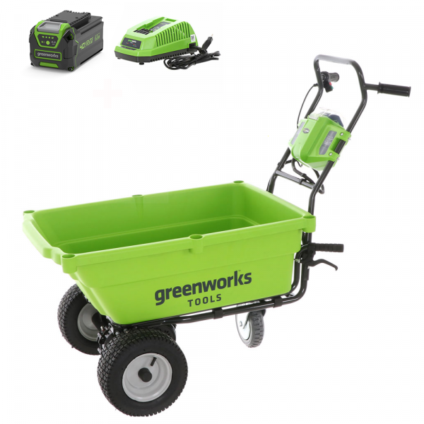 Greenworks G40GC Garden Cart - Carriola elettrica a batteria 40V 4Ah