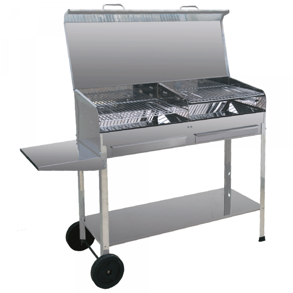 Seven Italy Achille Big - Barbacoa de carbón de acero inox artesanal - 2x 47,5x37cm