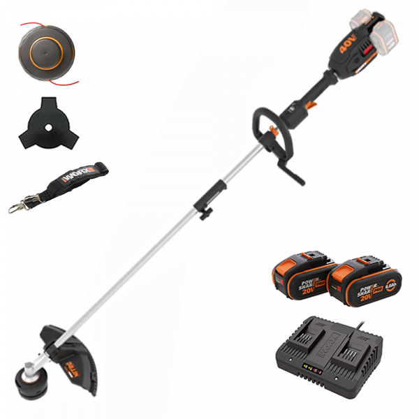 Worx NITRO WG186E - Desbrozadora multifunción de batería - 2x20V/4Ah