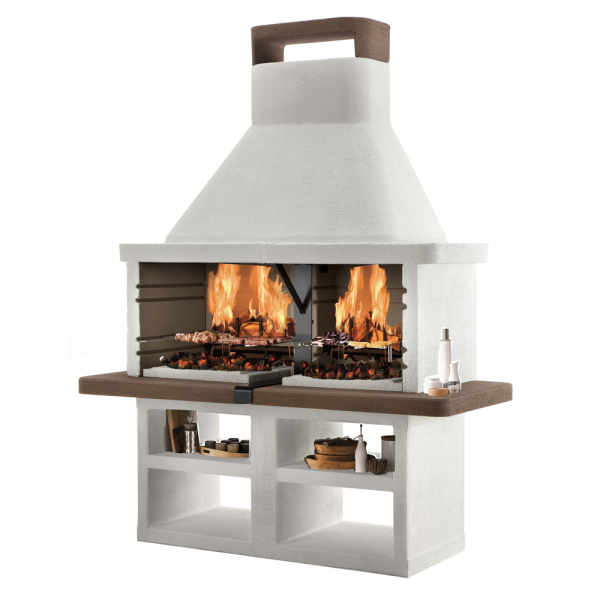 Palazzetti Argos - Grillkamin aus Beton - Zwei separate Feuerstellen 63x40 cm