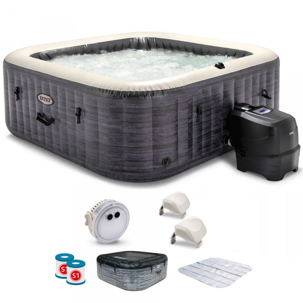 Piscine hydromassage spa Intex Carrée Greystone Deluxe 28452EX