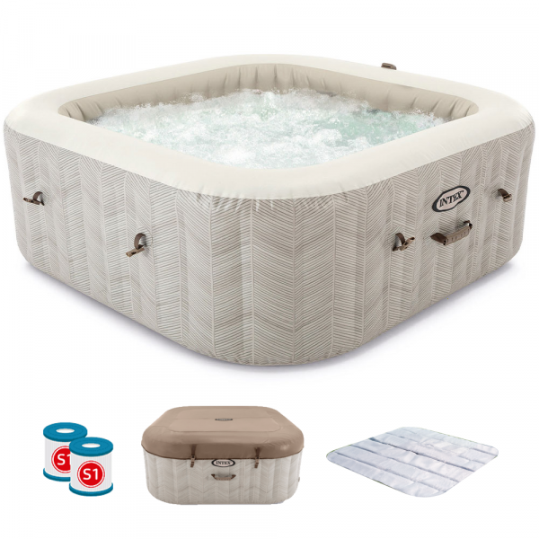 Piscine hydromassage spa Intex carrée Chevron Deluxe 28472EX